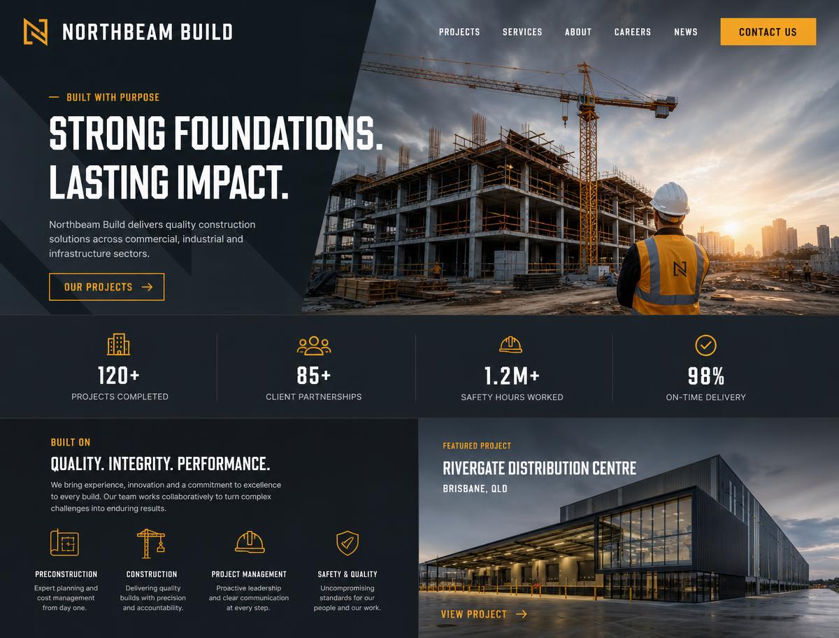 Construction company website design by SaviroAI