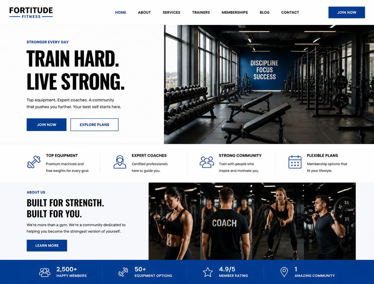 Fitness gym website design by SaviroAI