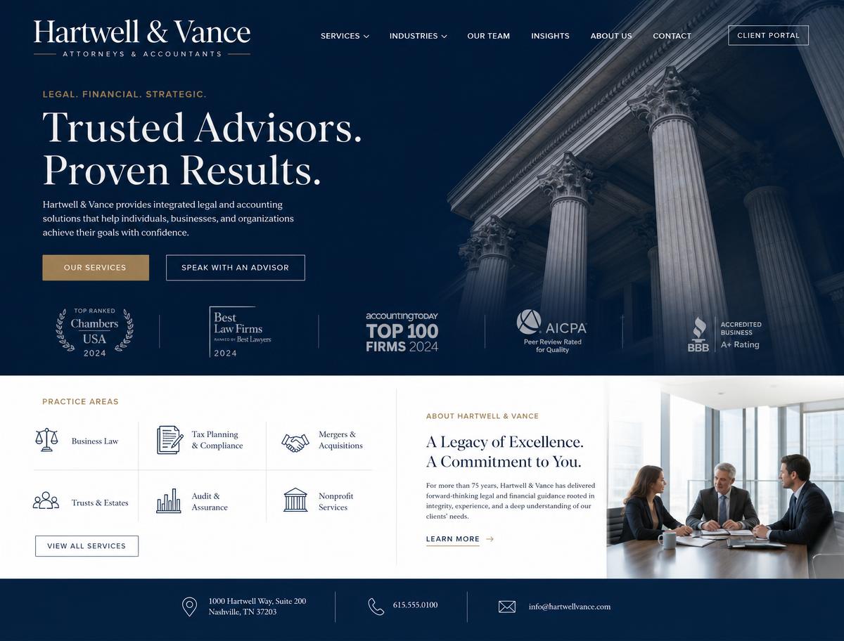 Preview of a professional services website designed by SaviroAI
